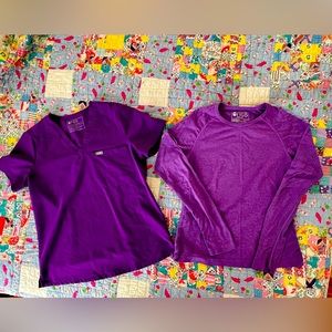 FIGS Purple Magic Scrub Top, Pants and Underscrub Shirt
